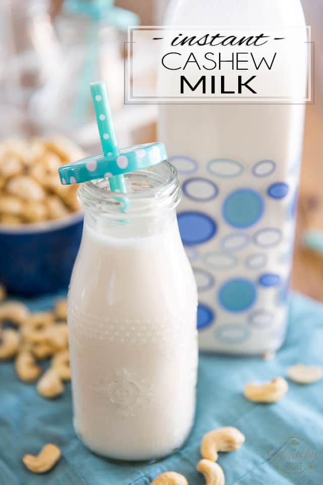 Rich, creamy and super tasty to boot, this Instant Homemade Cashew Milk only requires 2 ingredients and 1 minute of your time to make. Plus, unlike many other dairy-free milk alternatives, this one requires no soaking and no straining either; it's a no fuss, no mess, zero waste recipe! 