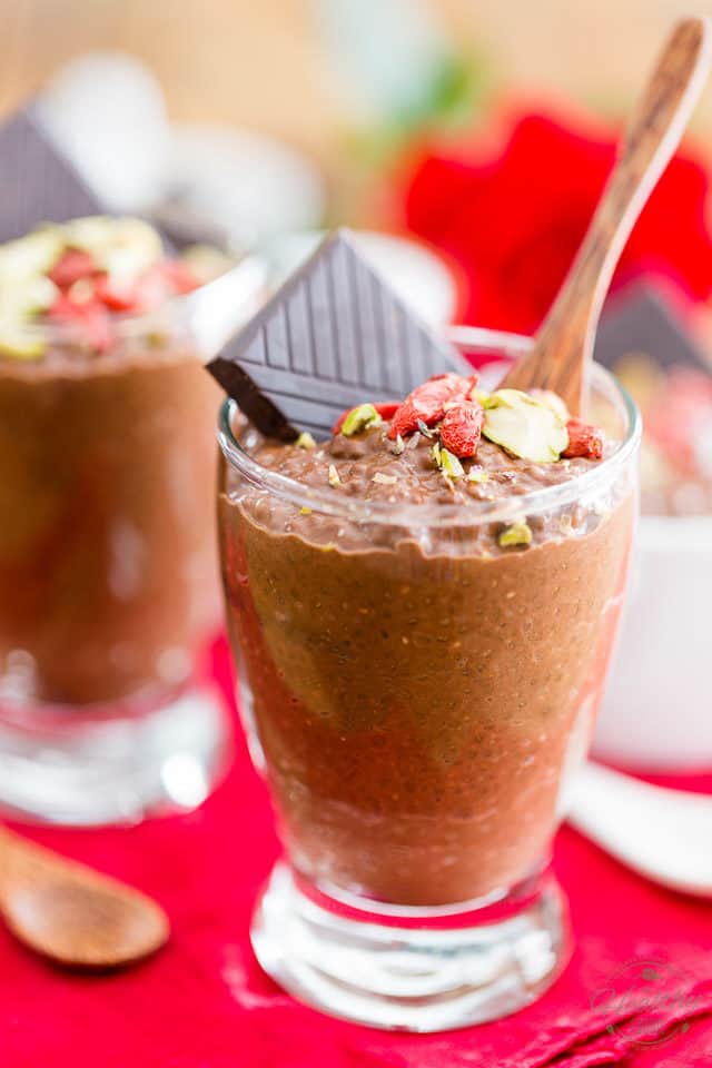 This Vegan Chocolate Chia Pudding is crazy thick and creamy and has a decadently rich and intense chocolate flavor. Yet, it's loaded with wholesome ingredients and is actually good for you!