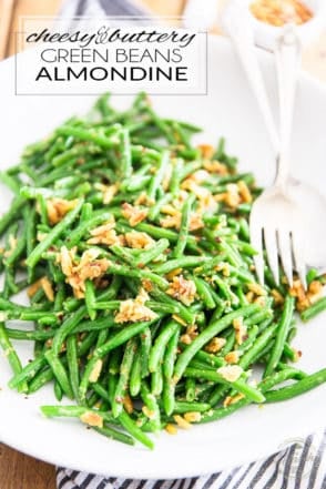Ready in under 10 minutes, these Vegan Cheesy and Buttery Green Beans Almondine are so rich and scrumptious, they're the perfect side dish for any occasion, from the casual get together to the most elaborate of dinners