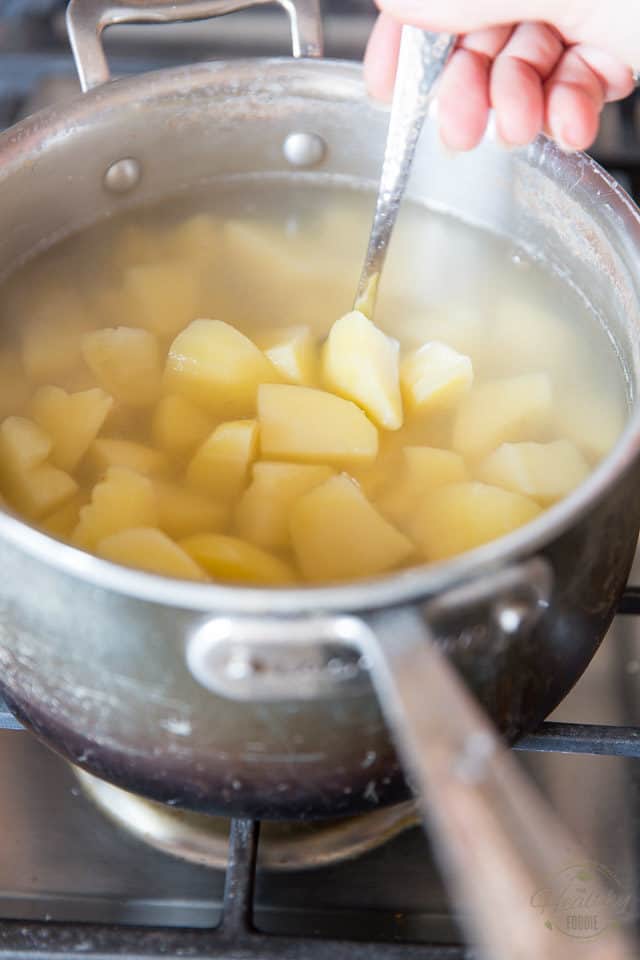 Cook the potatoes over high heat for about 20 minutes