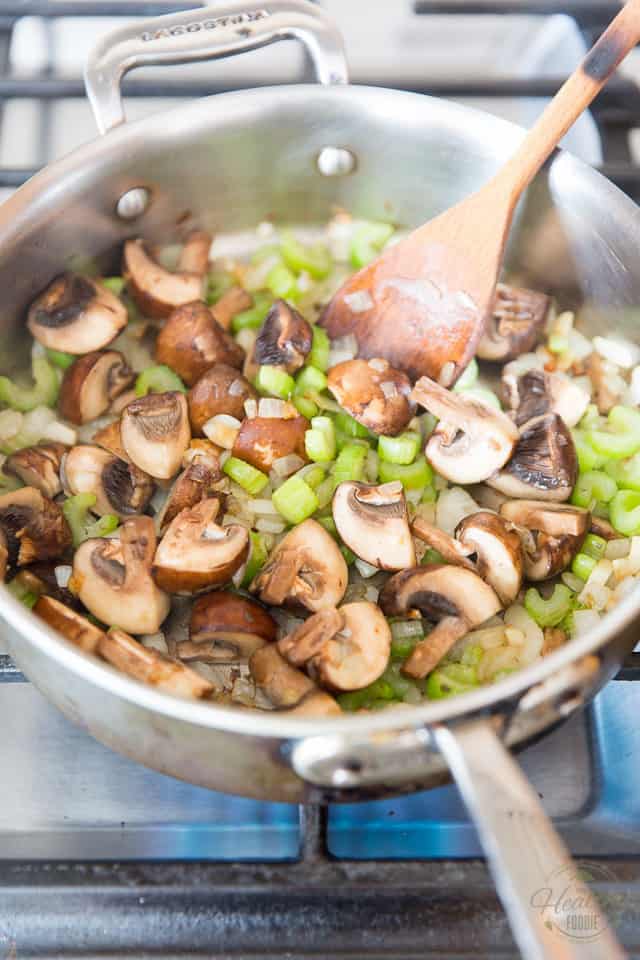 Add the mushrooms and continue cooking until they start releasing their liquid