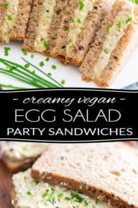These Creamy Vegan Egg Salad Party Sandwiches look and taste so much like the real deal, no one will ever notice if you just drop them on the table without saying a word...