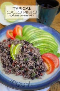 Gallo Pinto is a traditional Costa Rican dish, typically served at breakfast with fried plantain, toasts, fresh fruits and, traditionally, a couple of fried eggs.