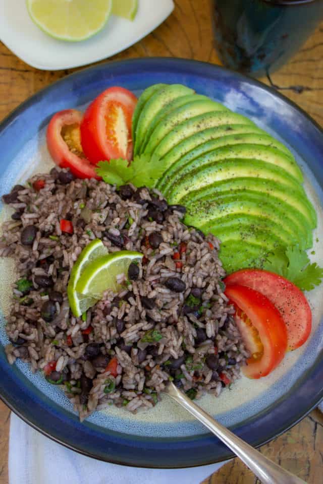 Gallo Pinto is a traditional Costa Rican dish, typically served at breakfast with fried plantain, toasts, fresh fruits and, traditionally, a couple of fried eggs.
