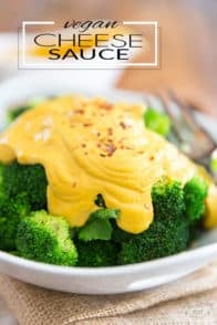 Delicious poured generously over your favorite steamed veggies, this versatile Vegan Cheese Sauce is also excellent in a Mac & Cheese and can even be used hot or cold as a dip for fresh veggies, crackers or chips.