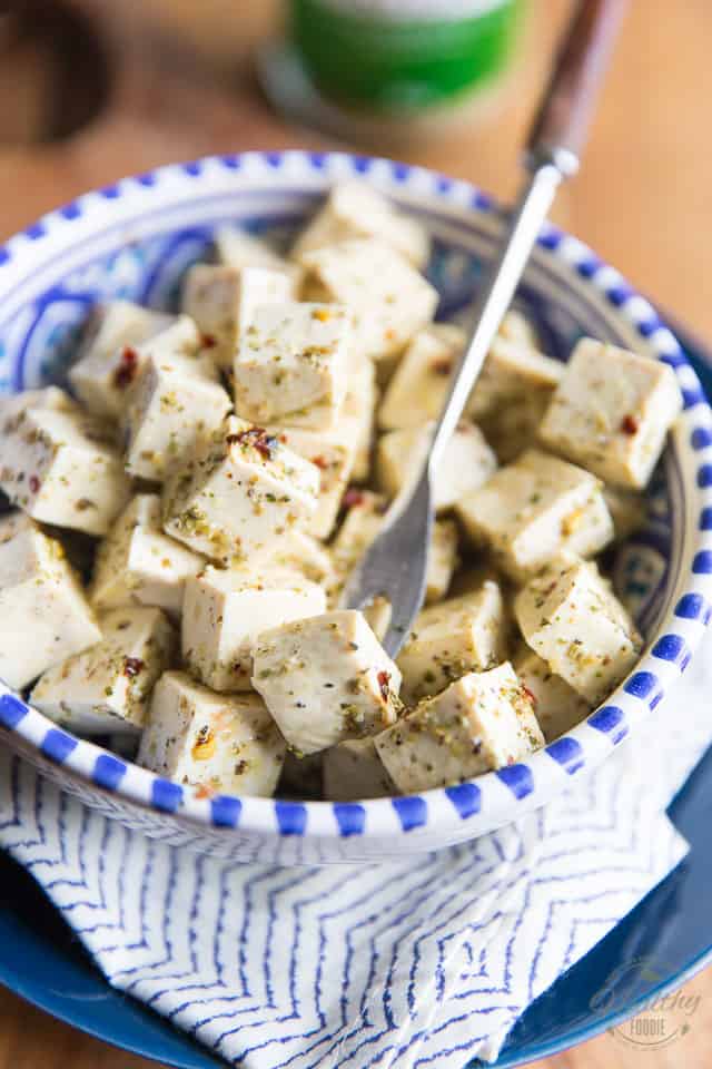This Vegan Tofu Feta Cheese is a great, addictive and easy to make vegan substitute for traditional feta. Delicious in salads or on its own as a snack or appetizer!