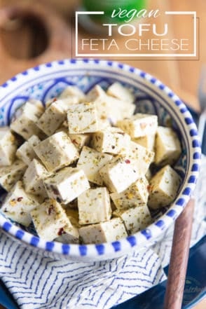 This Vegan Tofu Feta Cheese is a great, addictive and easy to make vegan substitute for traditional feta. Delicious in salads or on its own as a snack or appetizer!